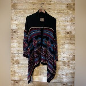 Double D Ranch poncho style cardigan sweater with large button closure size XS